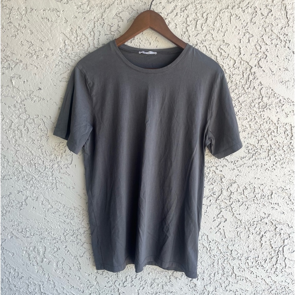 ZARA Basic Grey Short Sleeve Tee Men’s Large - Picture 2 of 4